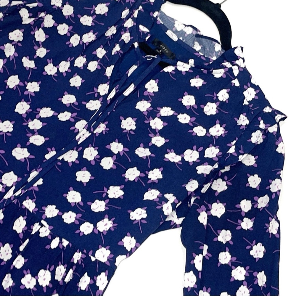 J. Crew Tie Neck Tiered Dress Floral Scattered Peony Print Small NWOT - Picture 10 of 15